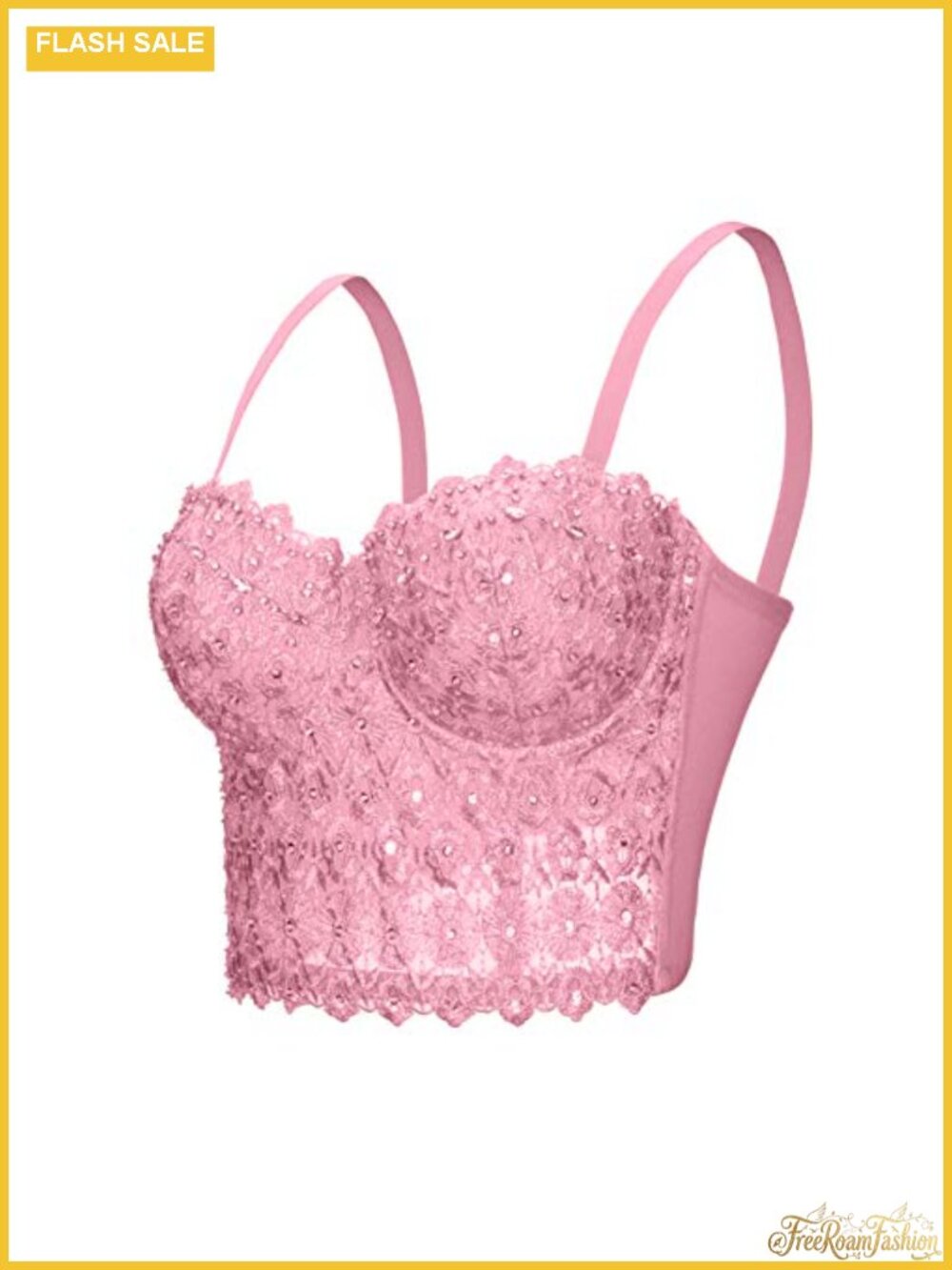 Lace Rhinestone Bustier Corset Push Up Crop Top Bra Vest Party Wedding